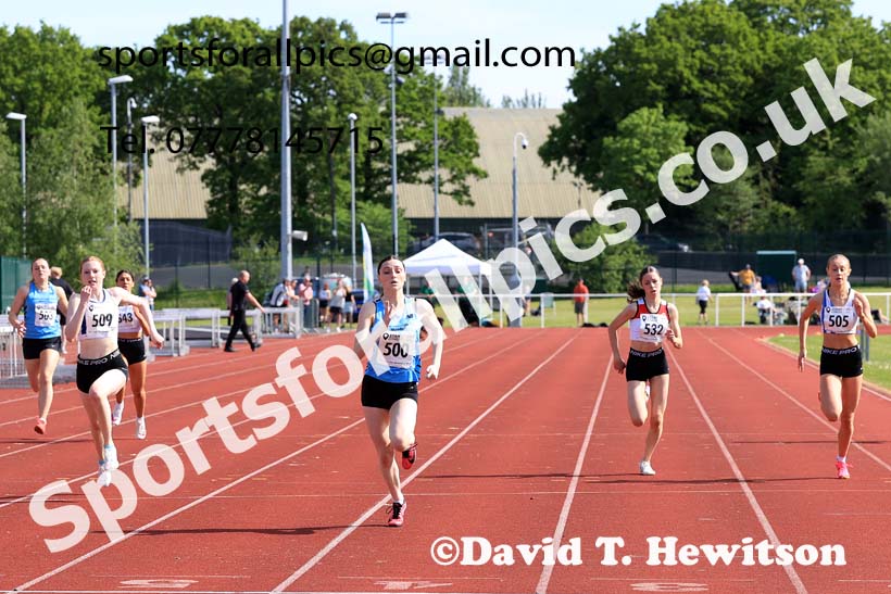 Womens Under-17s 200 metres, 2024 North Eastern Track and Field Champs., Middlesbrough.  Photo: David T. Hewitson/Sports for All Pics